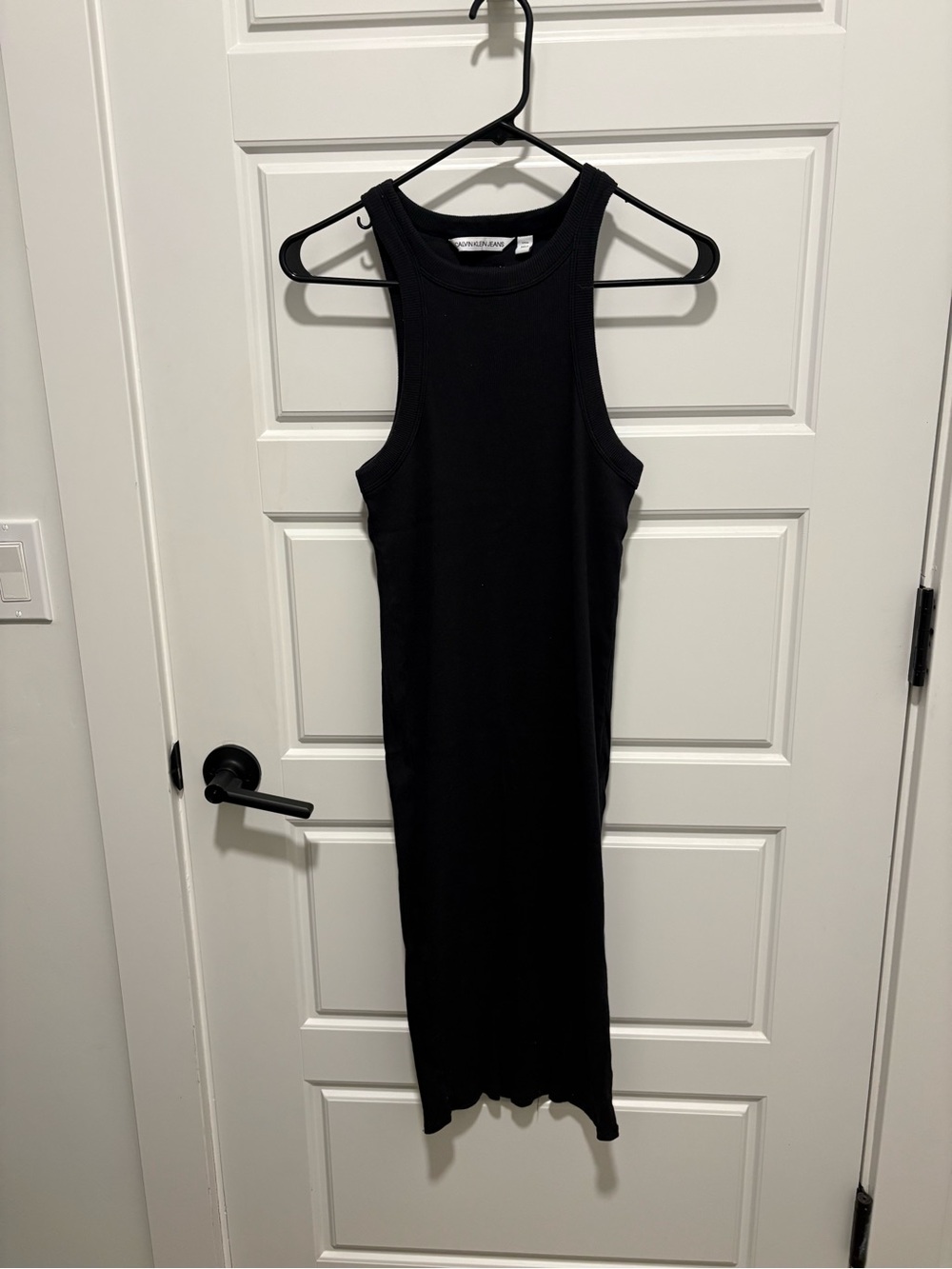 Calvin Klein Jeans Black Ribbed Midi Tank Dress